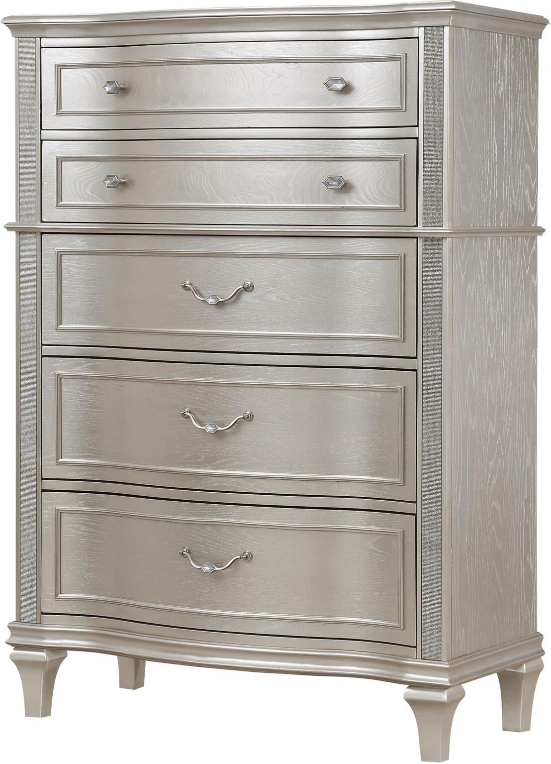 Evangeline Silver And Ivory Tufted Upholstered Platform Bedroom Set