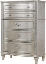 Evangeline Silver And Ivory Tufted Upholstered Platform Bedroom Set