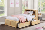 Bartly Natural Pine Twin Bookcase Bed With Storage Boxes