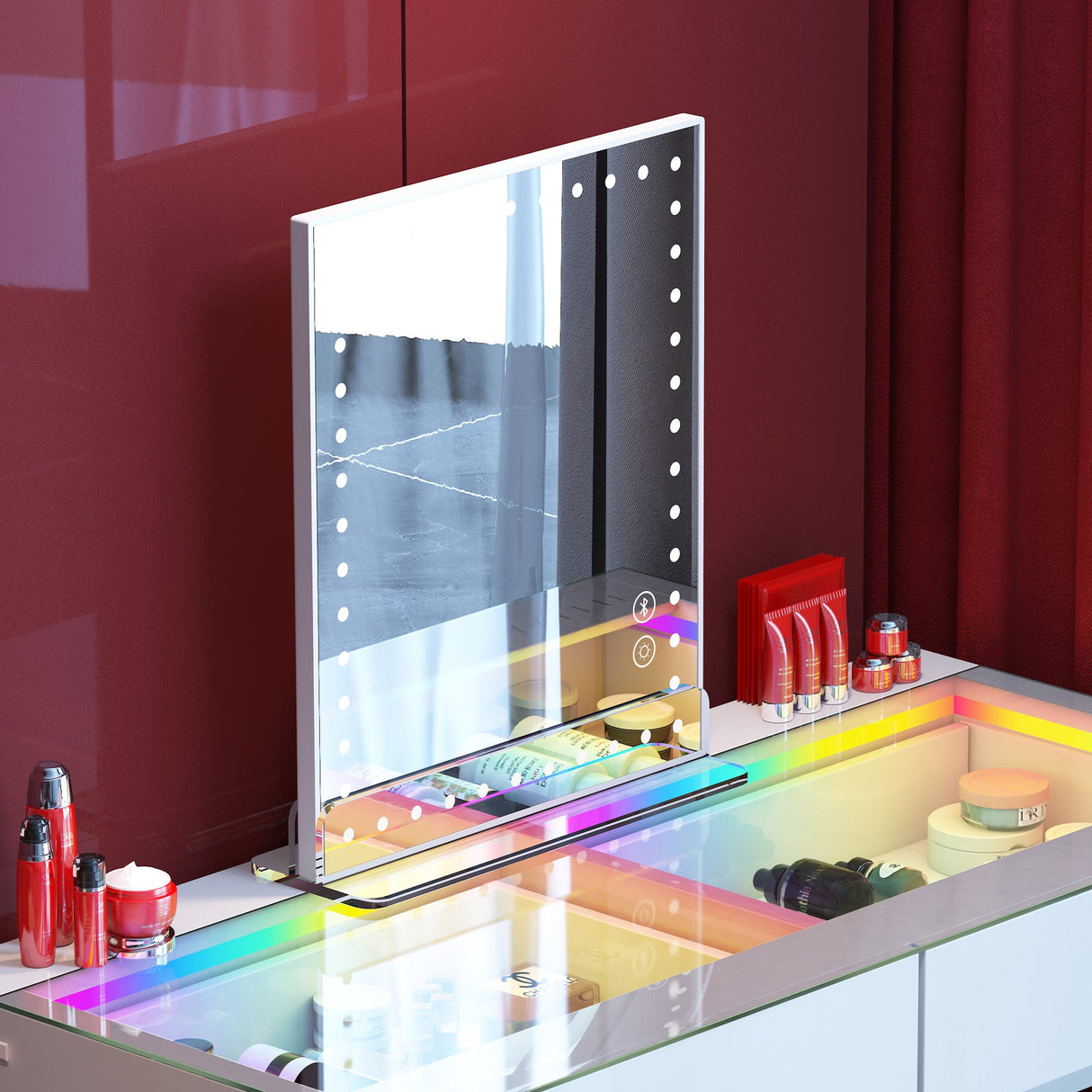 LED Music Mirror with Dimmable Light