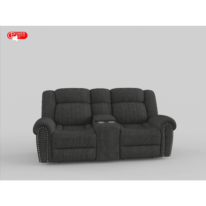 Brennen Charcoal Power Double Reclining Loveseat