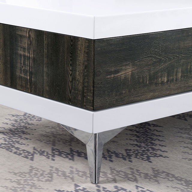 Corinne White/Distressed Dark Oak Coffee Table