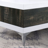 Corinne White/Distressed Dark Oak Coffee Table