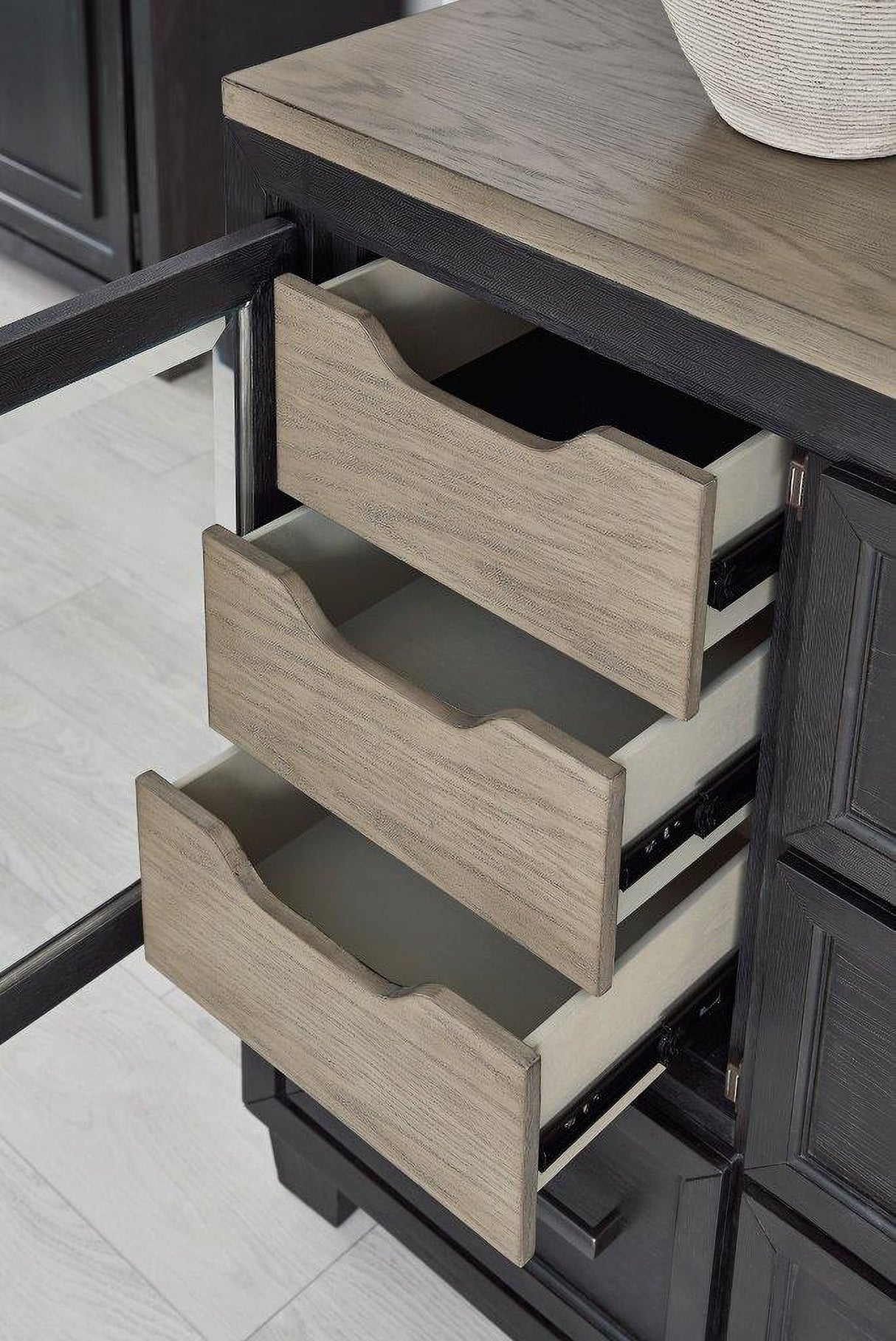 Foyland Black And Brown Panel Storage Bedroom Set