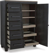 Foyland Black And Brown Panel Storage Bedroom Set