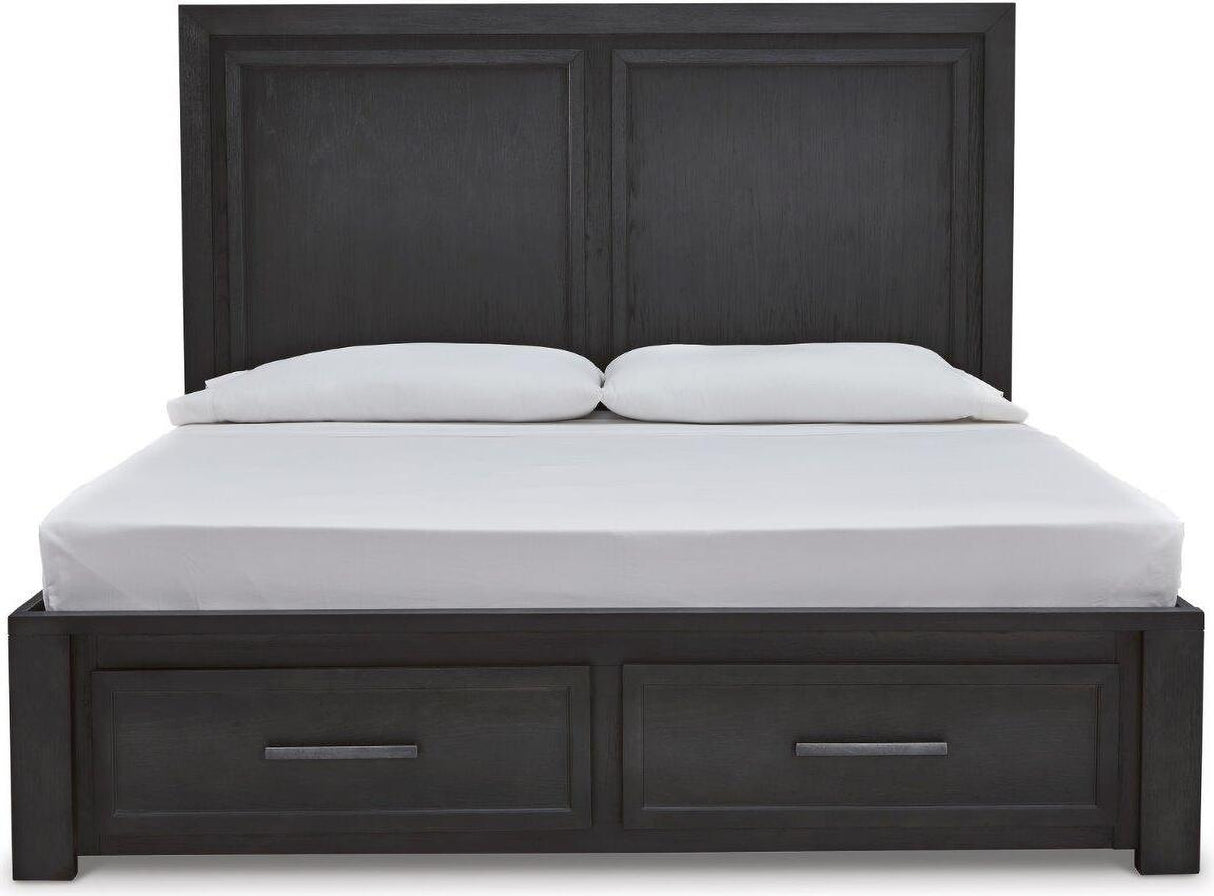 Foyland Black And Brown Panel Storage Bedroom Set