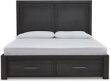Foyland Black And Brown Panel Storage Bedroom Set