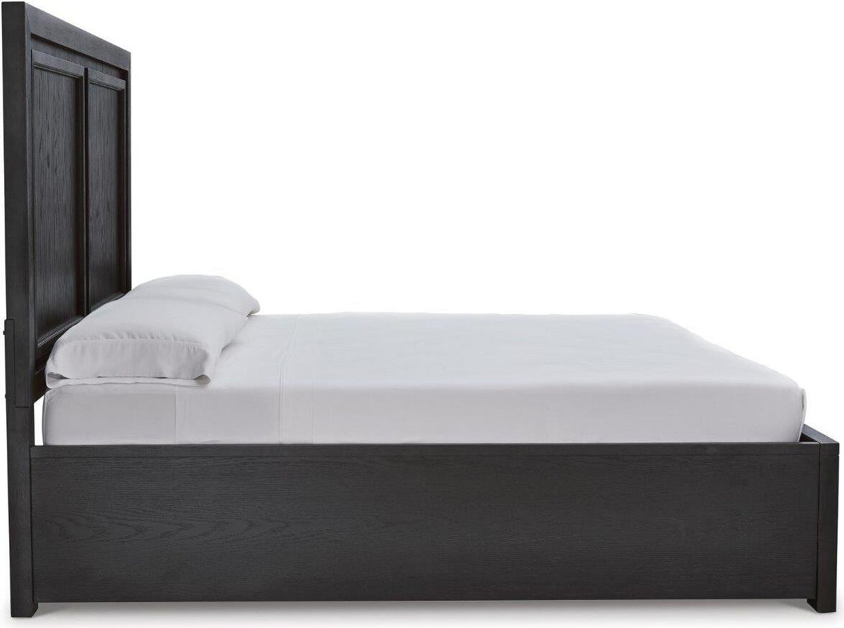 Foyland Black And Brown Panel Storage Bedroom Set