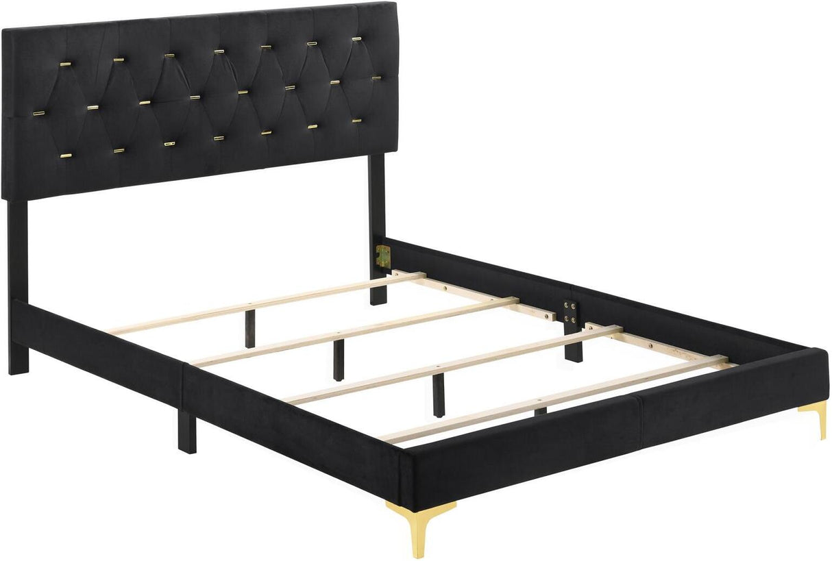 Kendall Black And Gold Tufted Upholstered Panel Bedroom Set