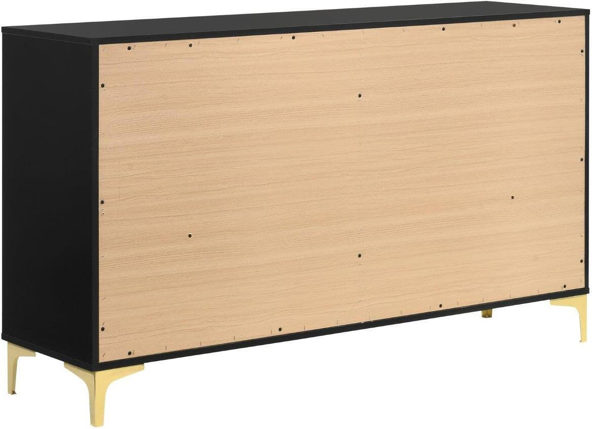 Kendall Black And Gold Tufted Upholstered Panel Bedroom Set