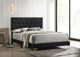 Kendall Black And Gold Tufted Upholstered Panel Bedroom Set