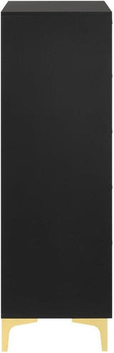 Kendall Black And Gold Tufted Upholstered Panel Bedroom Set