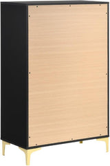 Kendall Black And Gold Tufted Upholstered Panel Bedroom Set