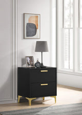 Kendall Black And Gold Tufted Upholstered Panel Bedroom Set