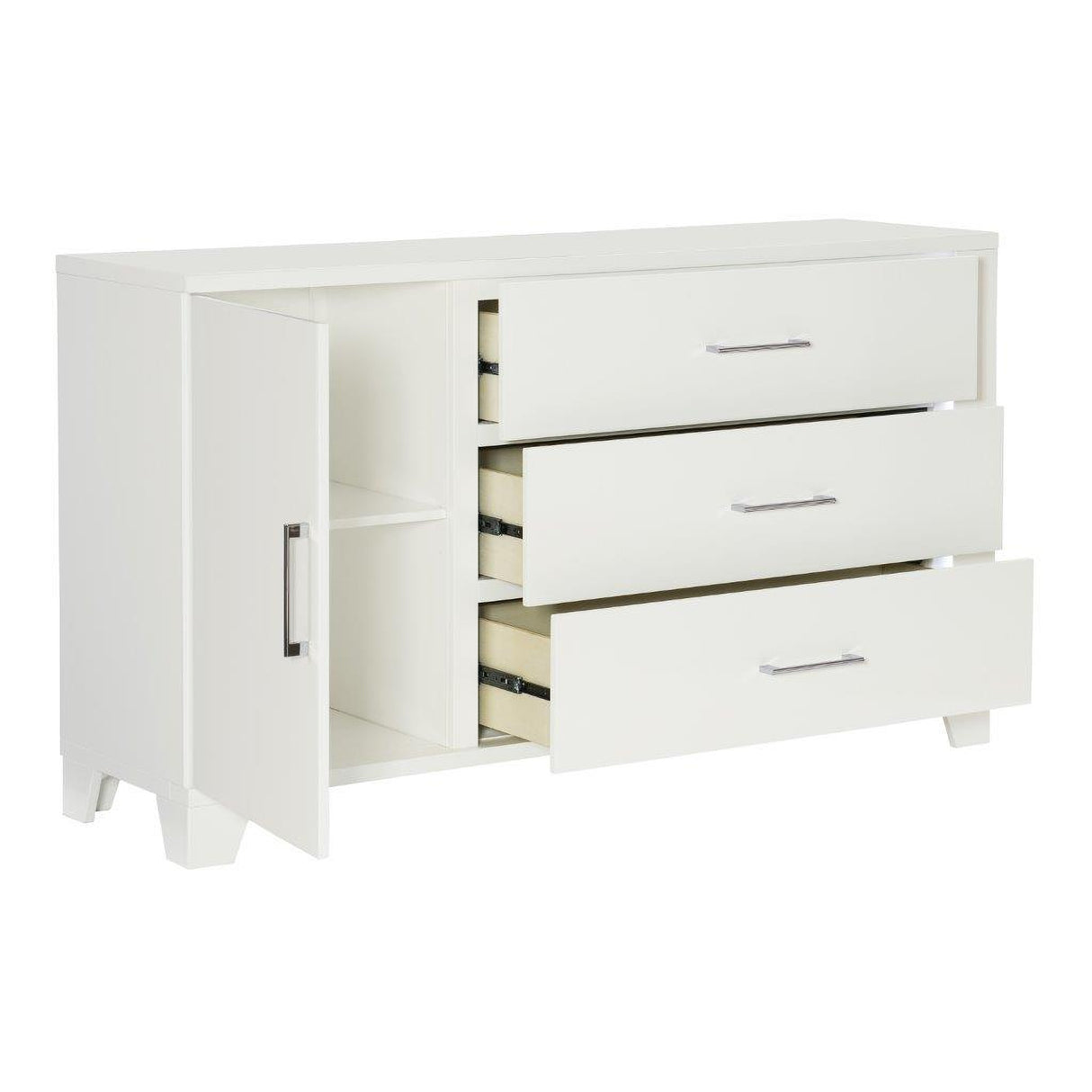 Kerren White High Gloss Upholstered Panel Bedroom Set