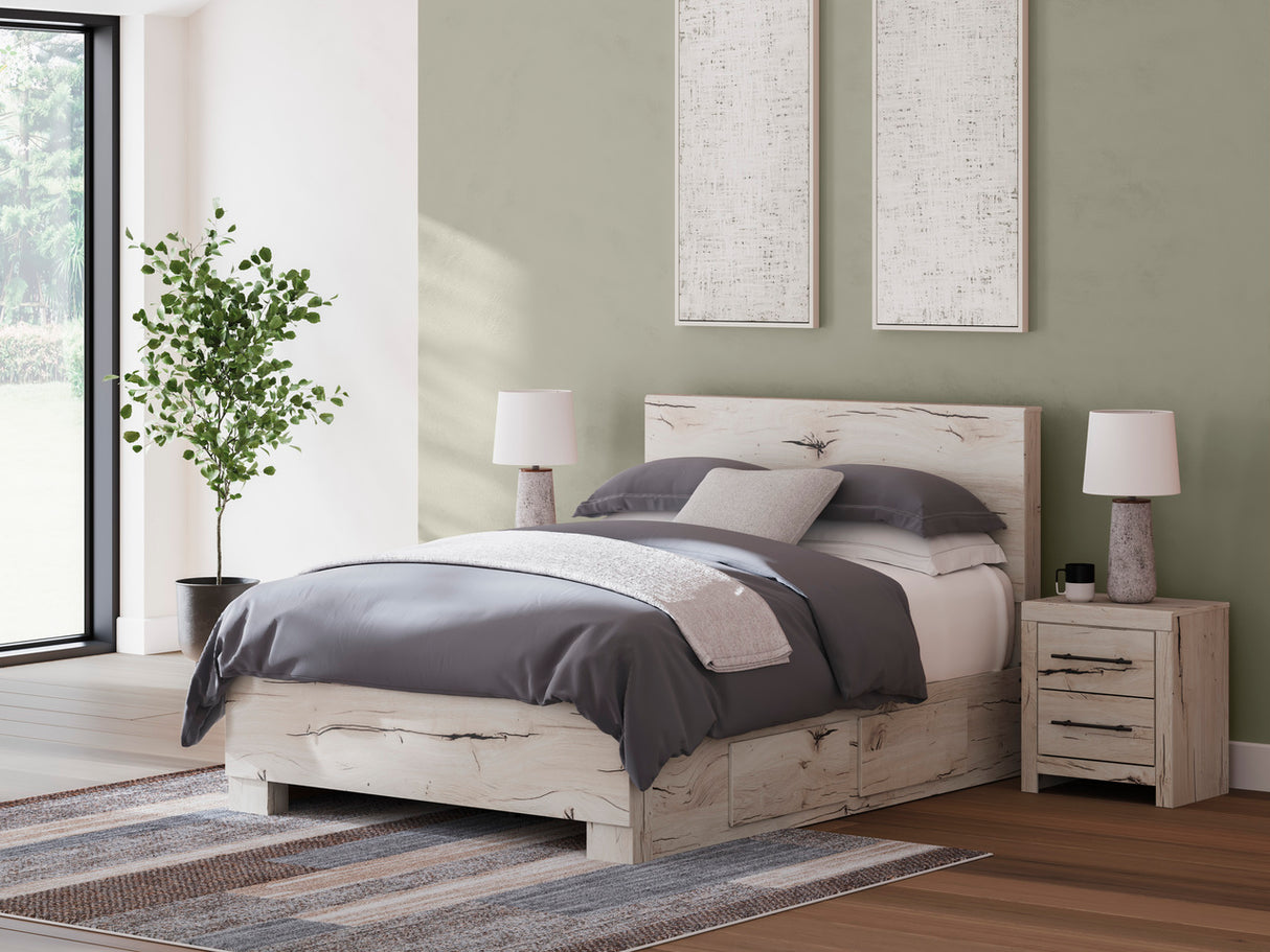 Lawroy Panel Bedroom Set With Storage In Light Natural