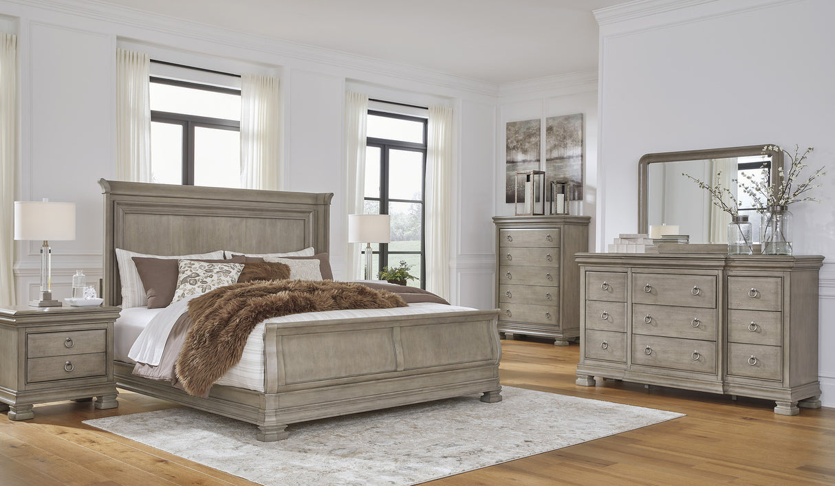 Lexorne Gray Sleigh Bedroom Set