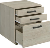 Loomis Whitewashed Grey And Gunmetal 4 Drawer Rectangular Home Office Set