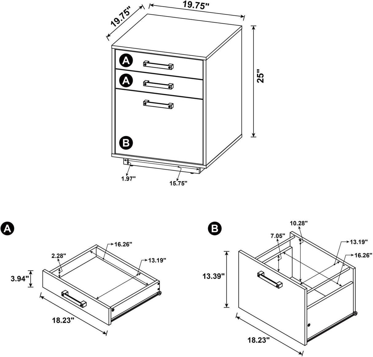 Loomis Whitewashed Grey And Gunmetal 4 Drawer Rectangular Home Office Set