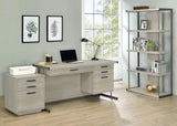 Loomis Whitewashed Grey And Gunmetal 4 Drawer Rectangular Home Office Set