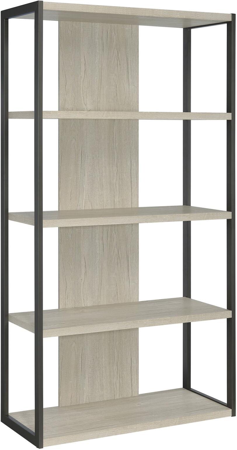 Loomis Whitewashed Grey And Gunmetal 4 Drawer Rectangular Home Office Set