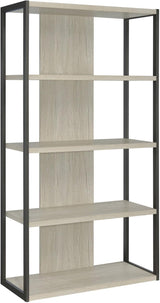 Loomis Whitewashed Grey And Gunmetal 4 Drawer Rectangular Home Office Set