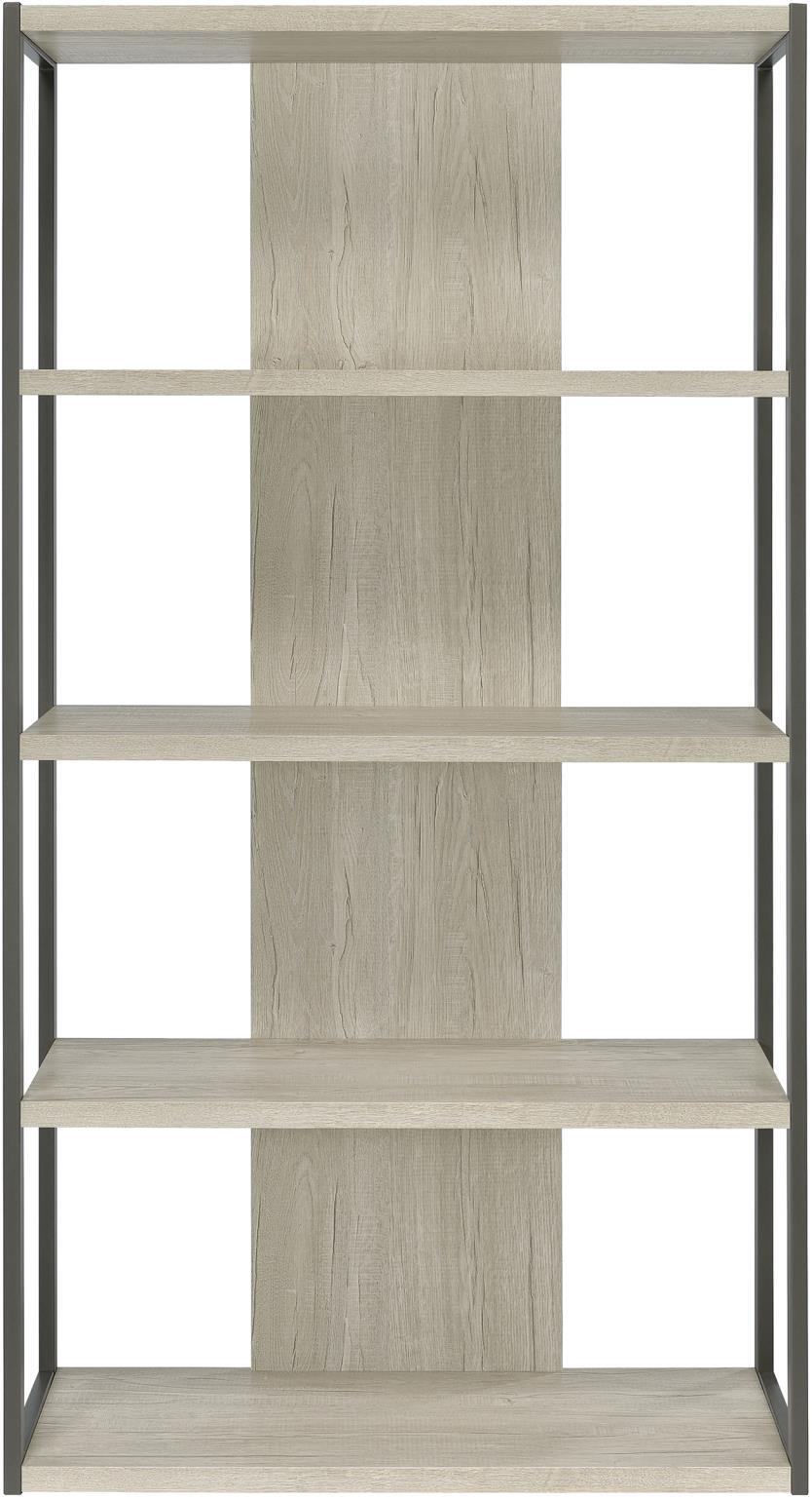 Loomis Whitewashed Grey And Gunmetal 4 Drawer Rectangular Home Office Set