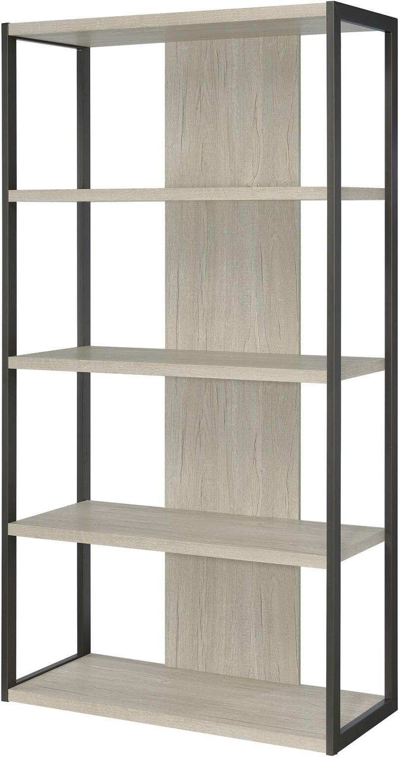 Loomis Whitewashed Grey And Gunmetal 4 Drawer Rectangular Home Office Set