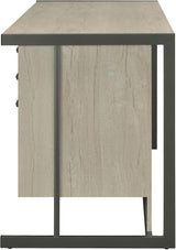 Loomis Whitewashed Grey And Gunmetal 4 Drawer Rectangular Home Office Set