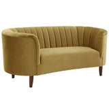 Millephri Olive Yellow Velvet Loveseat