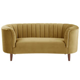 Millephri Olive Yellow Velvet Loveseat