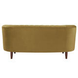 Millephri Olive Yellow Velvet Loveseat