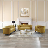 Millephri Olive Yellow Velvet Loveseat