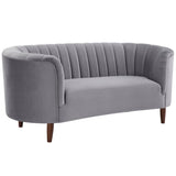 Millephri Gray Velvet Loveseat