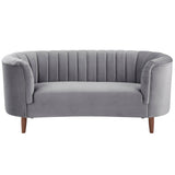 Millephri Gray Velvet Loveseat