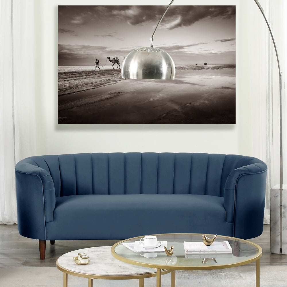 Millephri Blue Velvet Sofa