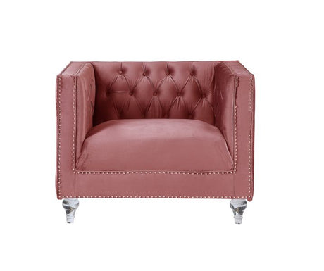 Heiberoii Pink Velvet & Faux Diamond Trim Chair