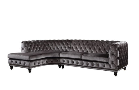 Atesis Dark Gray Velvet Sectional Sofa