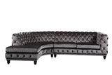 Atesis Dark Gray Velvet Sectional Sofa