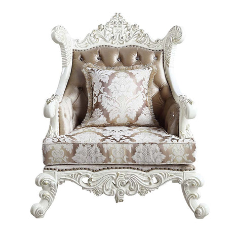 Vanaheim Fabric & Antique White Finish Chair