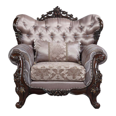 Benbek Fabric & Antique Oak Finish Chair