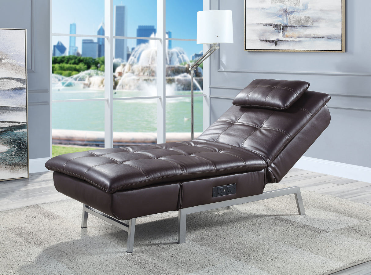 Padilla Brown Synthetic Leather Chaise
