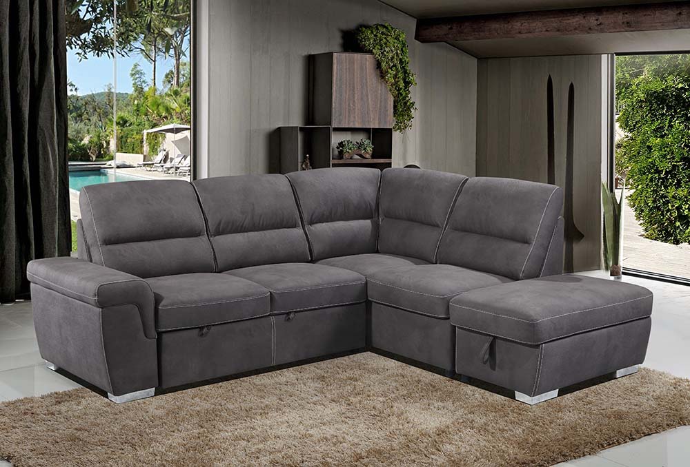 Acoose Gray Fabric Sectional Sofa