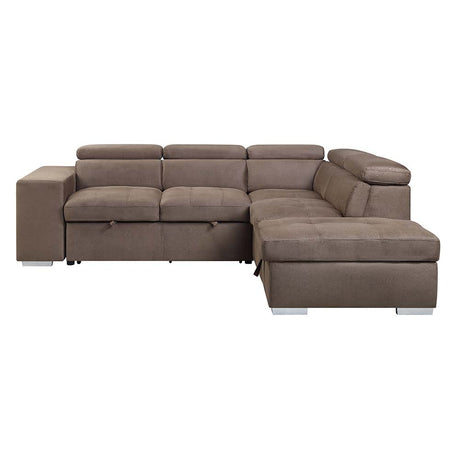 Acoose Brown Fabric Sectional Sofa