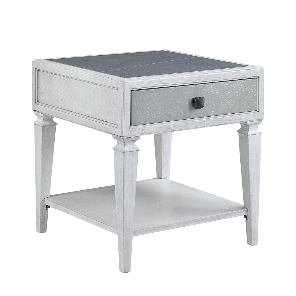 Katia Rustic Gray & Weathered White Finish End Table