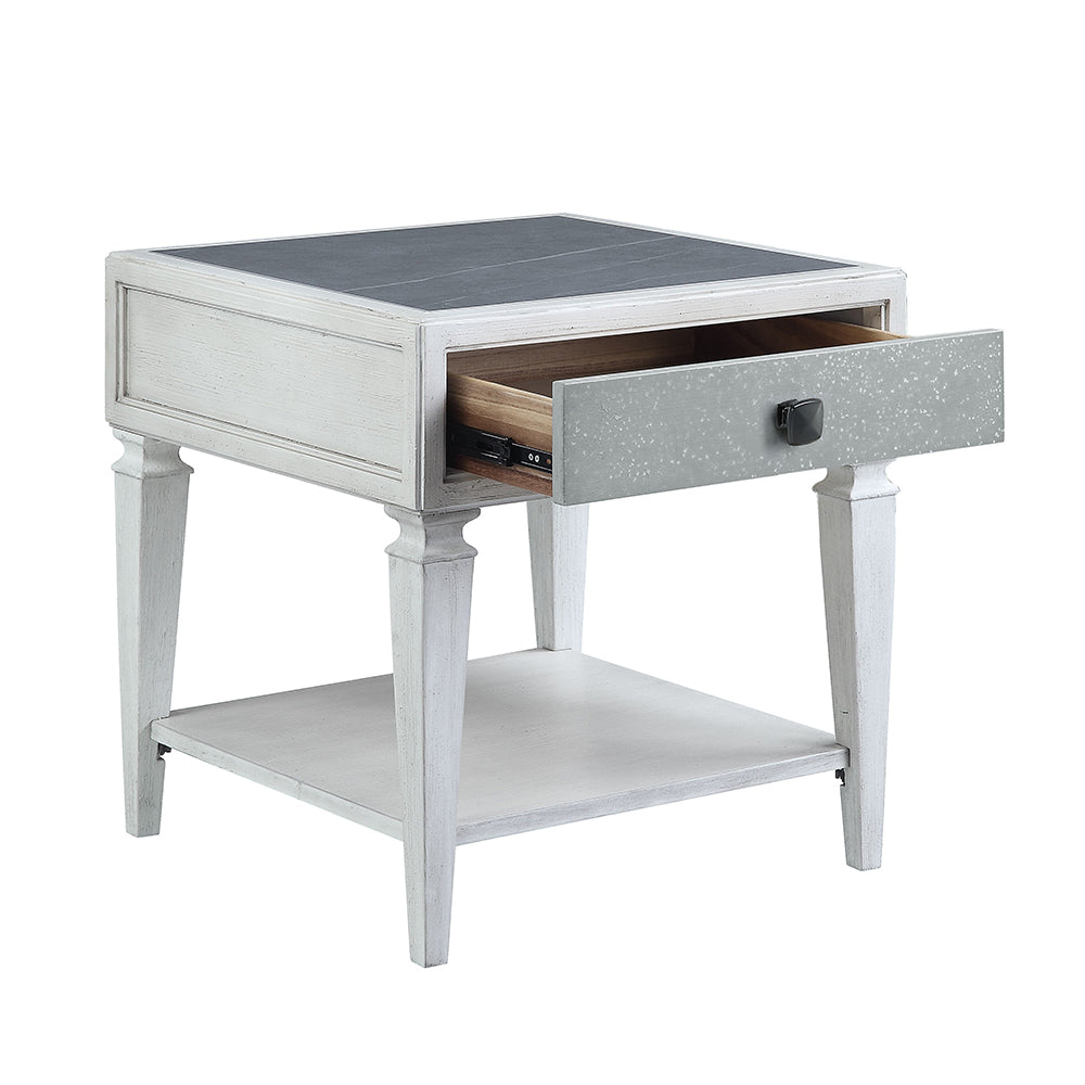 Katia Rustic Gray & Weathered White Finish End Table