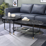 Silas Faux Marble Top & Black Finish Coffee Table