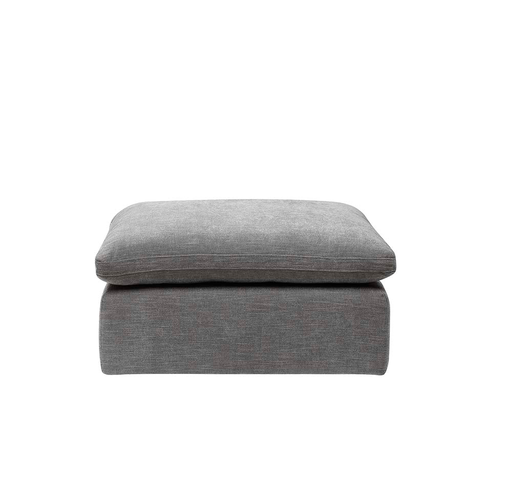 Naveen Gray Linen Ottoman