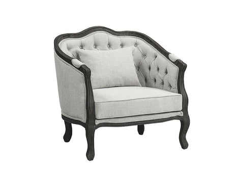 Samael Gray Linen & Dark Brown Finish Chair