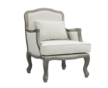 Tania Cream Linen & Brown Finish Chair